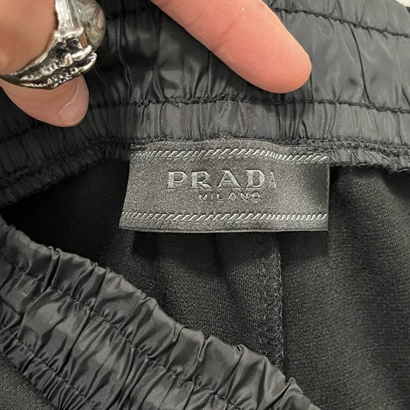 EUC Men Size Small Prada Drawstring Cotton Cargo Pants With Logo Plaque In Black - Picture 6 of 13